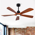 52 Inch Outdoor Ceiling Fan For Patios With Light 5 Solid Wood Blades Modern Noiseless Reversible Dc Motor Black