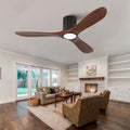 52 Inch Recessed Ceiling Fan With Light Remote Control Solid Wood Blades Dimmable Reversible Quiet Operation Black