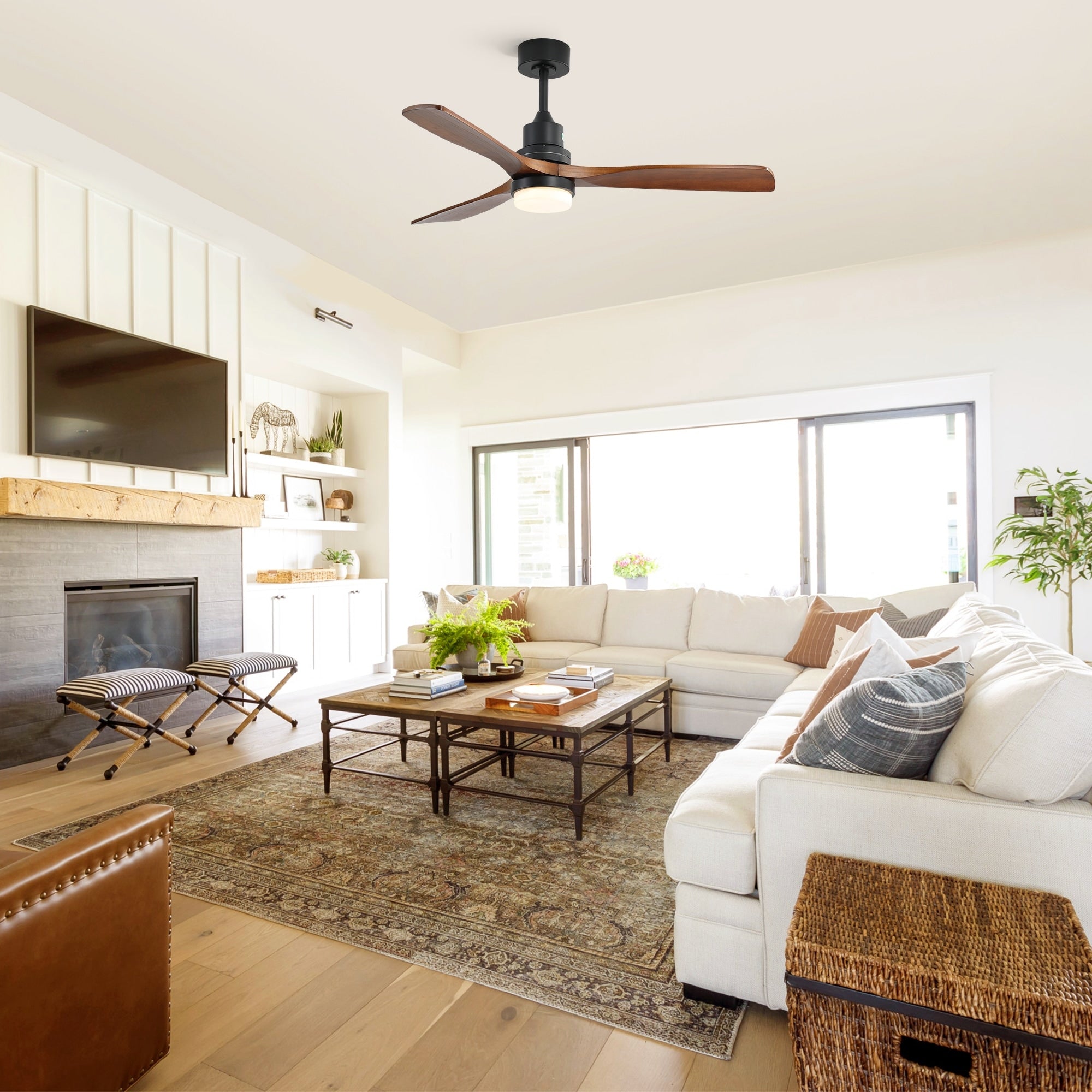 52 Inch Smart Ceiling Fan With Dimmable Led Light