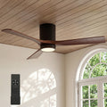 52 Inch Smart Ceiling Fan With Led Light Walnut Solid Wood Blades