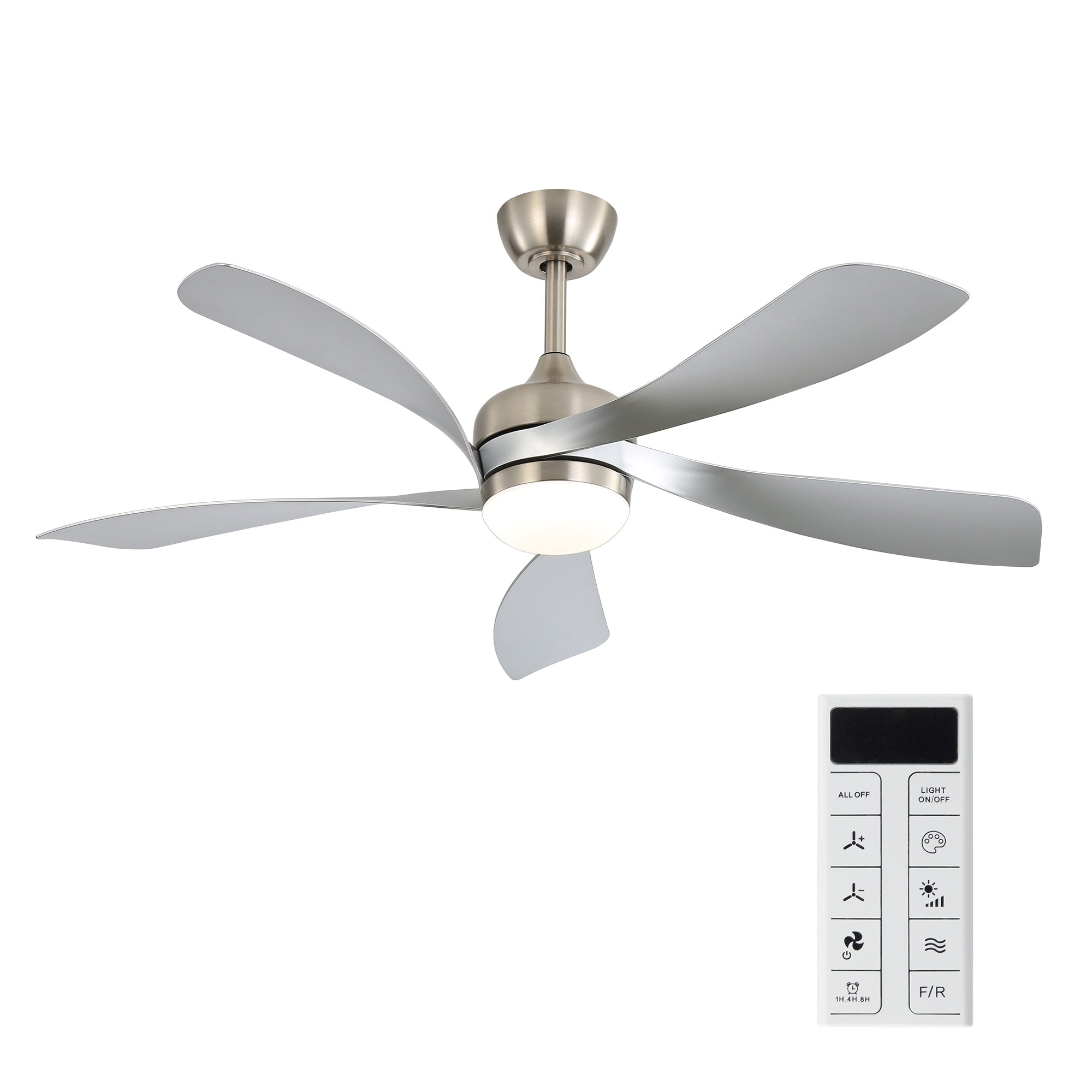 52 Inch Smart Ceiling Fan With Light Featuring 5 Abs Blades Dimmable Led And Memory Function