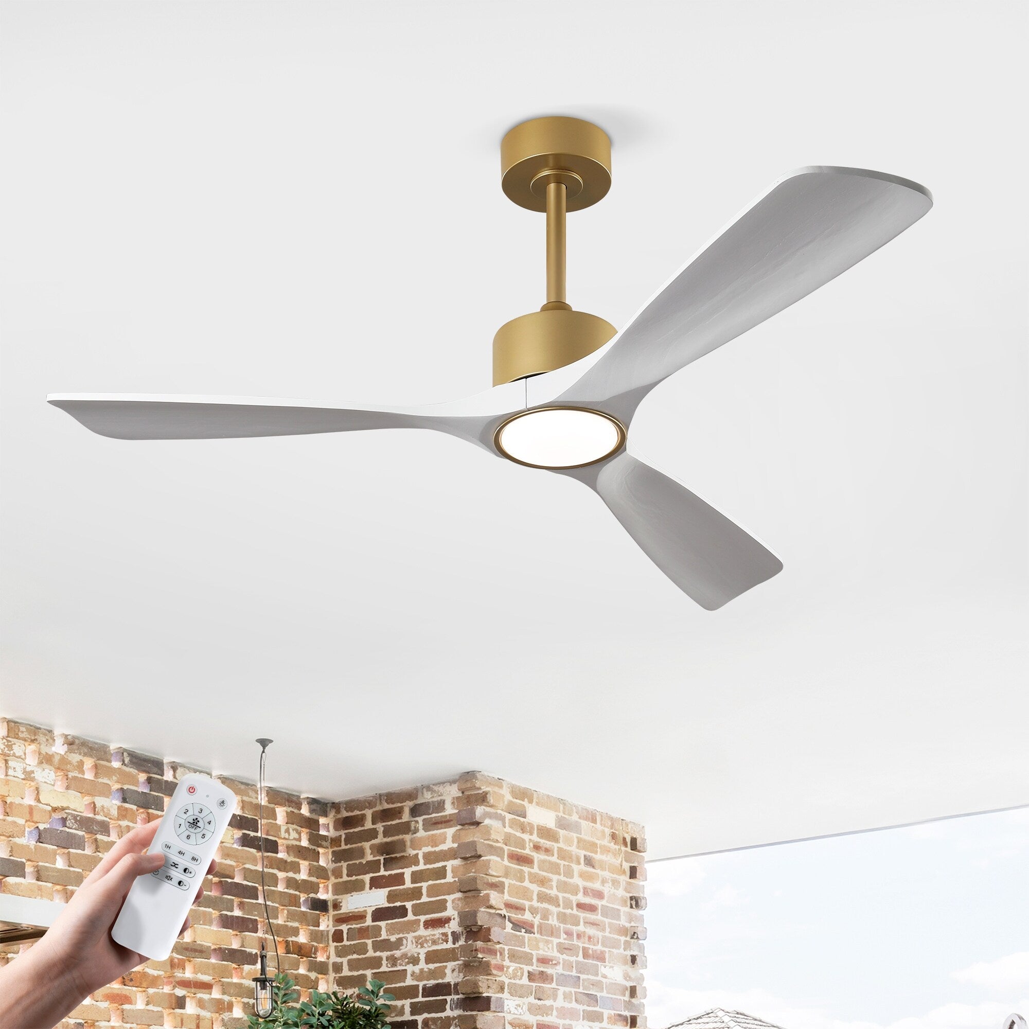 52 Inch Wood Ceiling Fan With Light Kit Dimmable Led Remote Control For Patio Living Room Bedroom Office Indoor 52 Inches