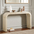 52 Inch Wood Console Table With Curved Edge Rustic Cedar Veneer Entryway Table With Sled Base For Living Room