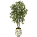 52 Parlor Palm Artificial Tree In Floral Print Planter