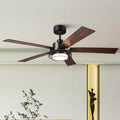 52 Inch Black 5 Blades 2 Light Ceiling Fan With Cage