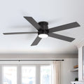 52 In Low Profile Ceiling Fan With Light 5 Plywood Blades Quiet Reversible Dc Motor Remote Control