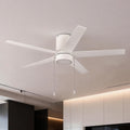 52 In. Indoor Flush Mount Ceiling Fan With 5 Blades 18W 3Cct Led 3 Finish Options Pull Chain Control