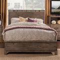 52 In.H Beige Wood Frame King Size Panel Bed With Microfiber Upholstery Material And Bed Frame Mounted