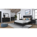 52 In.H Black Wood Frame King Size Panel Bed With Microfiber Upholstery Material And Bed Frame Mounted