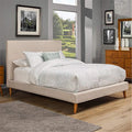 52 In.H Gray Wood Frame King Size Panel Bed With Fabric Upholstery Material And Bed Frame Mounted
