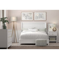 52 In.H White Wood Frame King Size Panel Bed With Microfiber Upholstery Material And Bed Frame Mounted