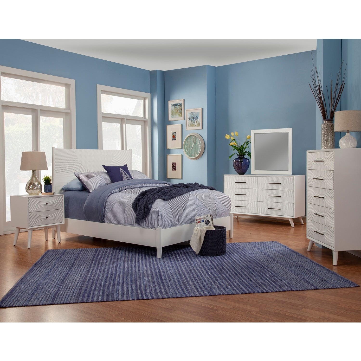 52 In.H White Wood Frame Queen Size Panel Bed With Microfiber Upholstery Material And Bed Frame Mounted