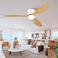 52 Inch Ceiling Fan With Light Ultra Slim Flush Mount Design 3 Abs Plastic Blades Remote Control Included