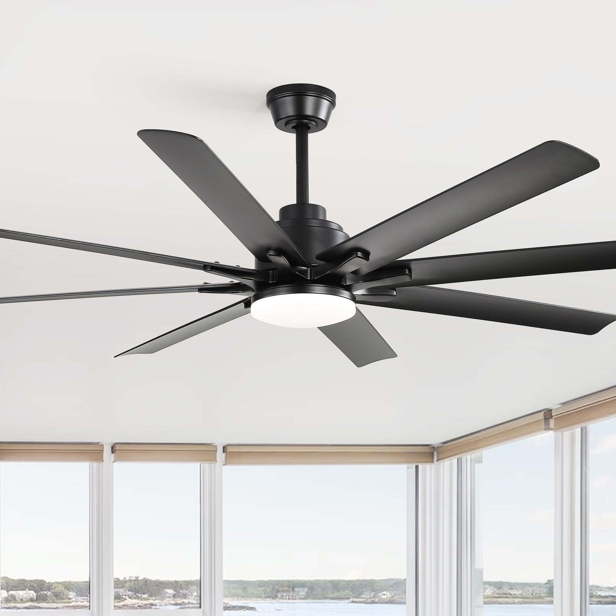 52 Inch Matte Black Ceiling Fan With Light