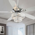 52 Inch Chrome 5 Blade Crystal Ceiling Fan With 4 Light