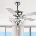 52 Chrome 5 Blade Reversible Branches Crystal Ceiling Fan
