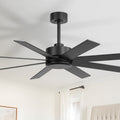 52 Inch Reversible 8 Blade Ceiling Fan No Light With Remote Control