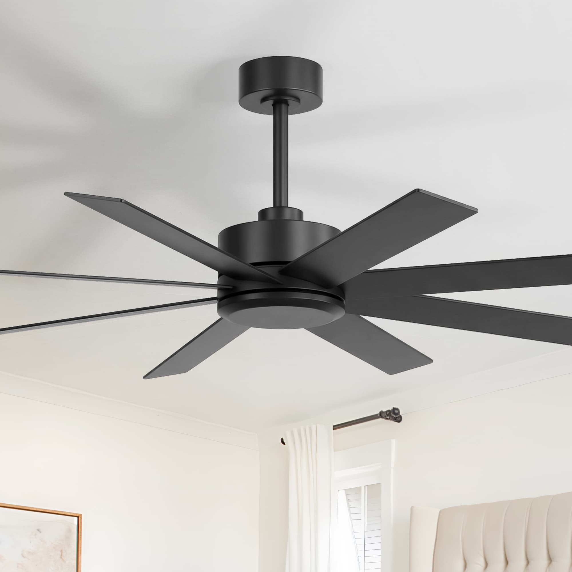 52 Inch Reversible 8 Blade Ceiling Fan No Light With Remote Control