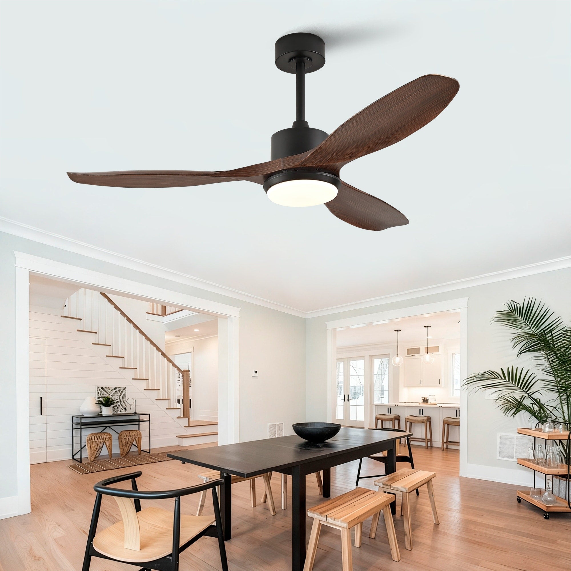52 Black Ceiling Fan With Dimmable Led Light And Remote