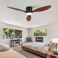 52 Black Flush Mount Ceiling Fan With Dimmable Light