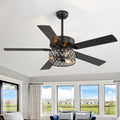 52 Ceiling Fan With Crystal Light 3 E12 Bulbs Required Dc Motor 6 Speed Remote Reversible Timer Quiet 5 Wood Blades