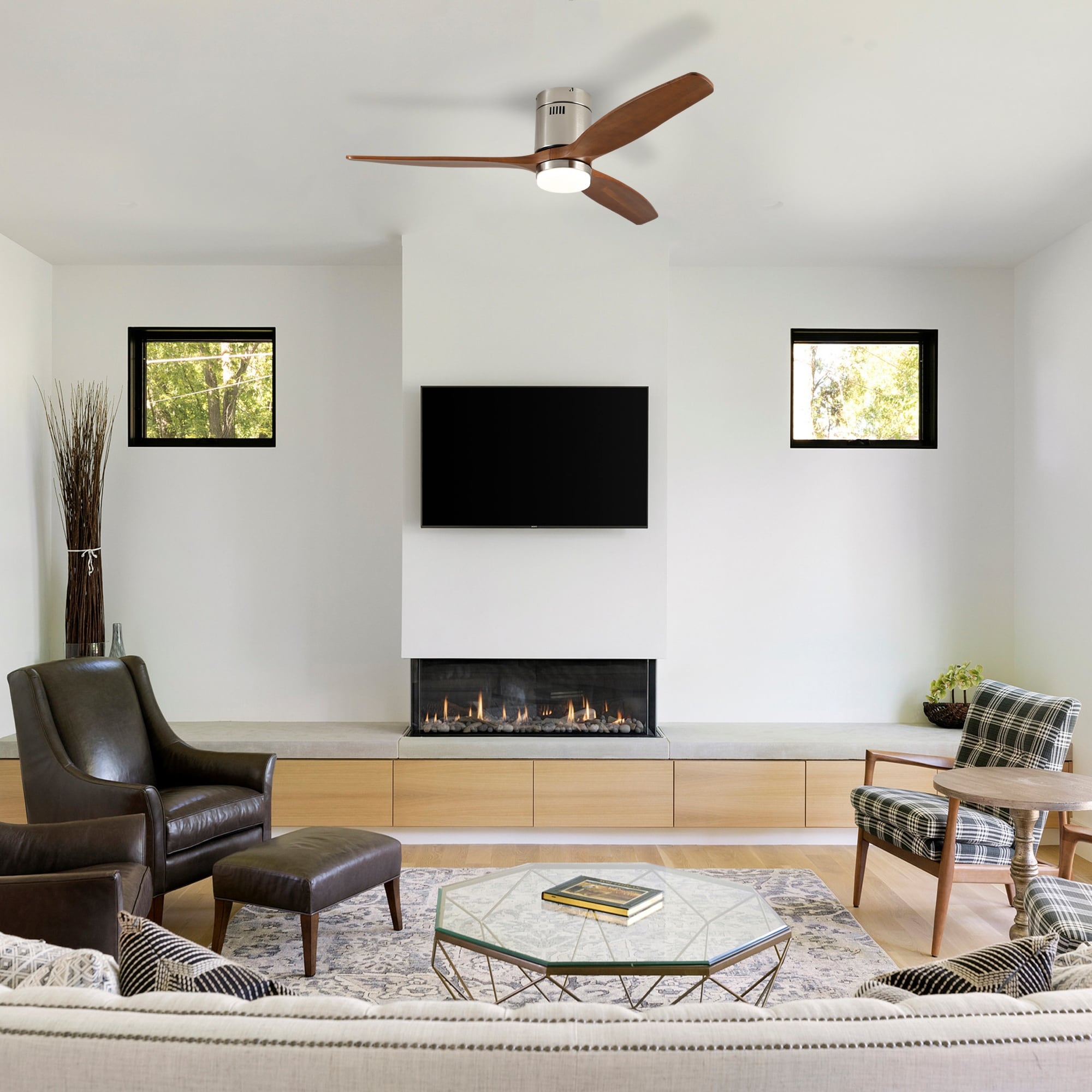 52 Ceiling Fan With Dimmable Led Light Remote Control