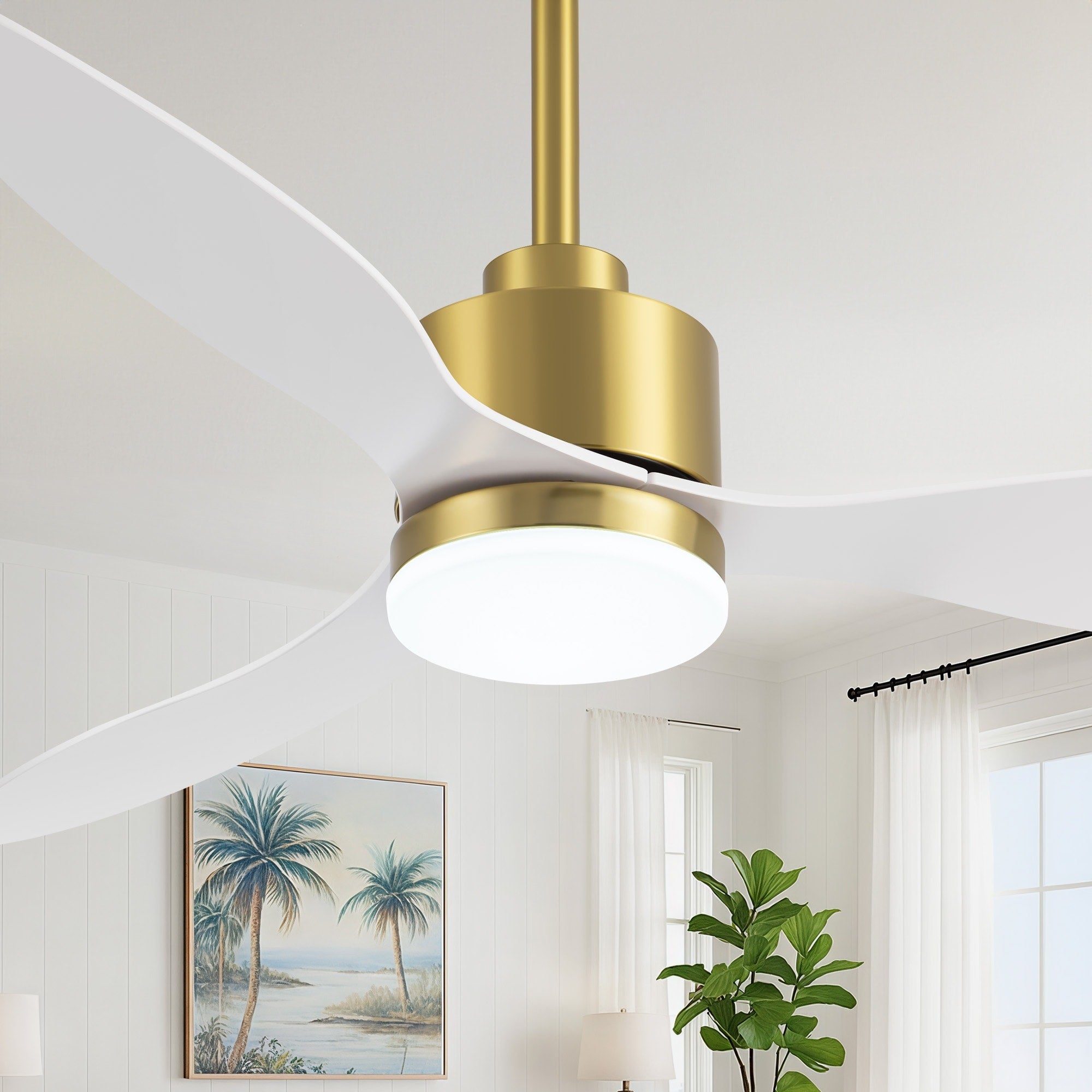 52 Ceiling Fan With Led Light And Remote Modern Gold Indoor Ceiling Fan Reversible Dc Motor 6 Speed 52 Inches