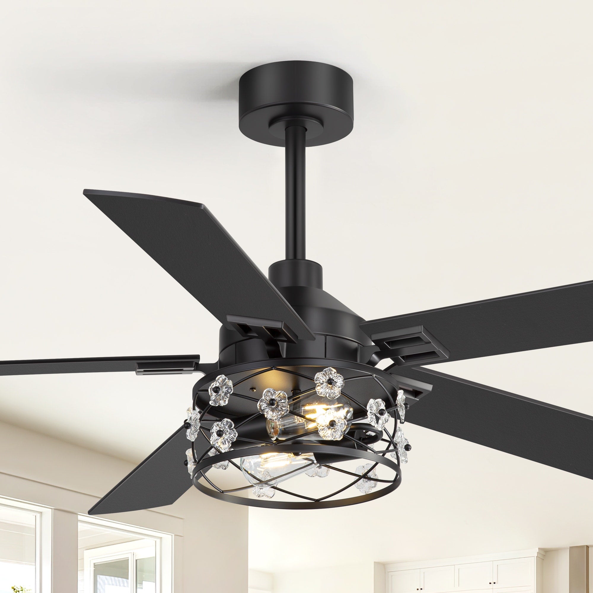 52 Ceiling Fan With Light Remote Controlled Dc Motor 6 Speed Reversible Airflow Quiet Breeze Mode Dual Finish Blades