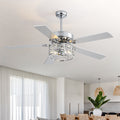 52 Crystal Ceiling Fan With Light 6 Speed Remote Control Reversible Dc Motor Modern Chandelier Fan For Living Room 52 Inch