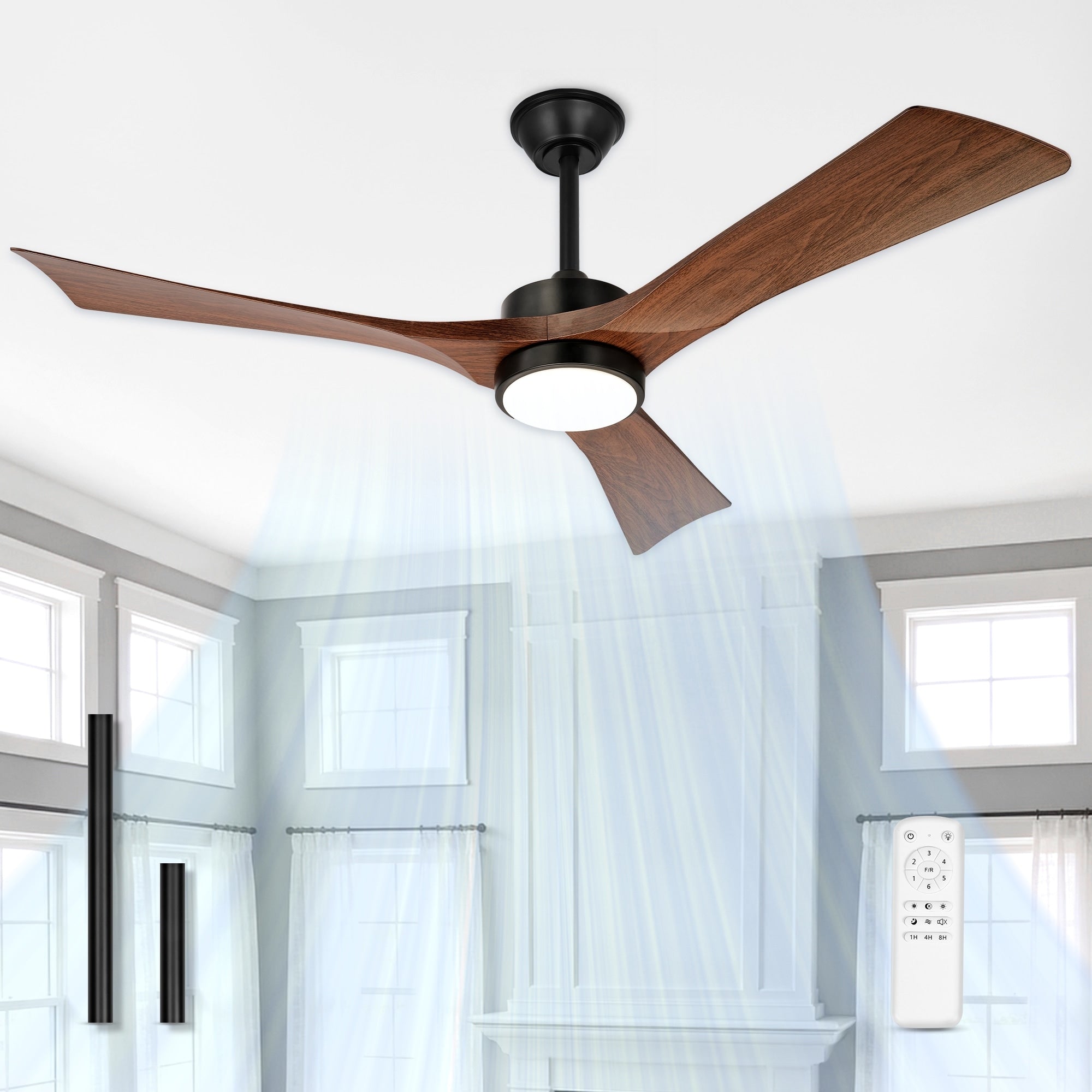 52 Diammable Ceiling Fan With Light Dc Motor And Remote