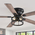 52 Flush Mount Ceiling Fan With Lights And Remote 6 Speed Reversible Dc Motor Rustic Farmhouse Bedroom Fan 52 Inches