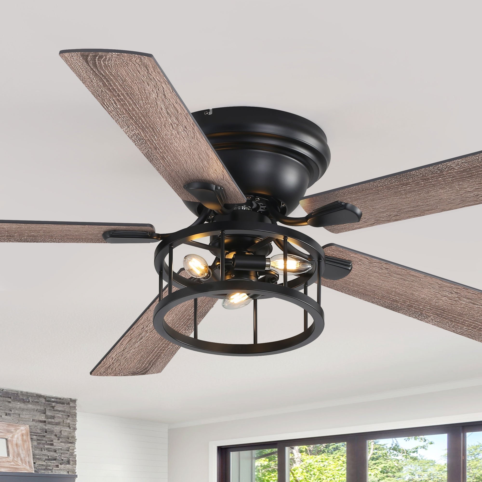 52 Flush Mount Ceiling Fan With Lights And Remote 6 Speed Reversible Dc Motor Rustic Farmhouse Bedroom Fan 52 Inches