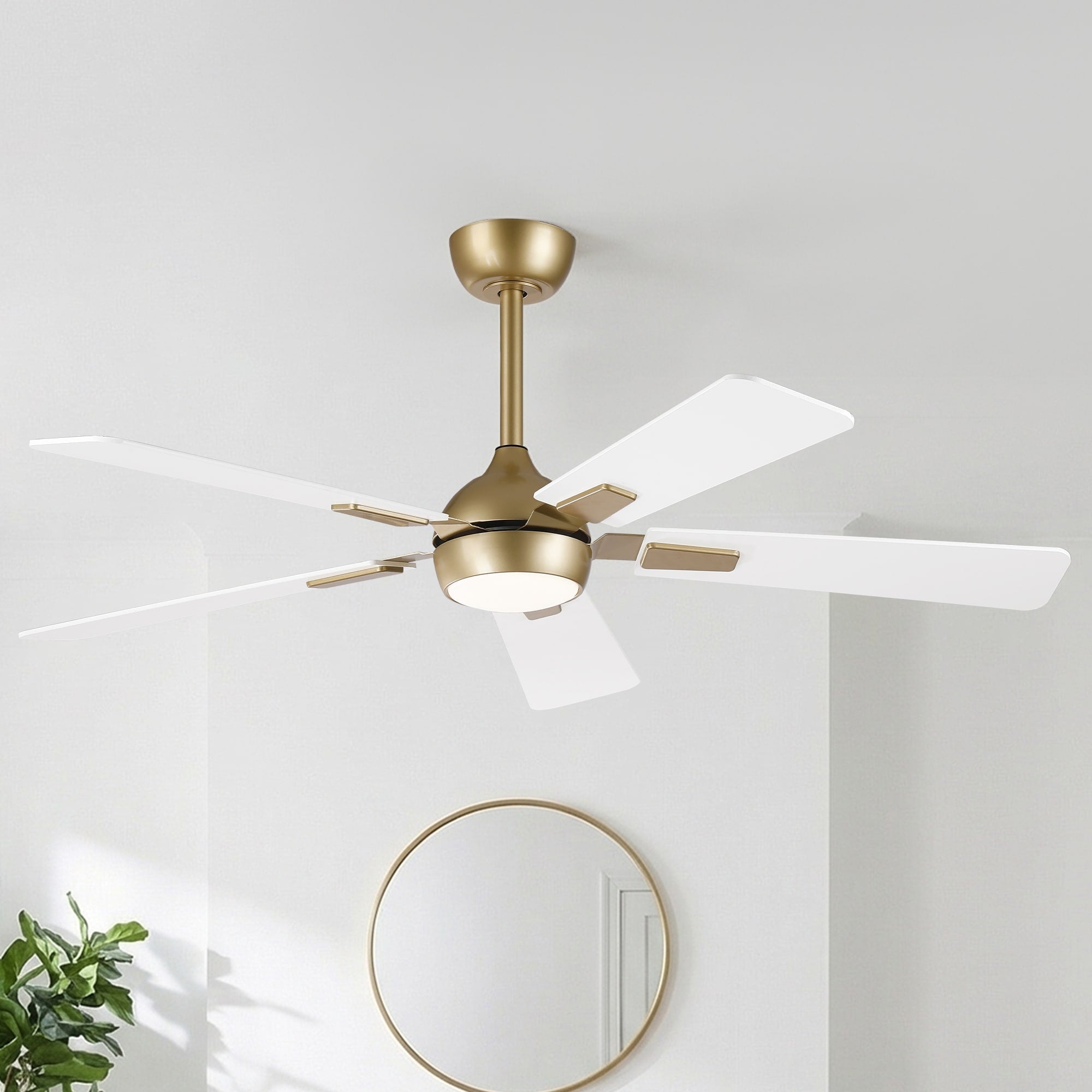 52 Gold Modern Reversible Dimmable Smart Ceiling Fan With Light App Control And Remote 52 W X 52 D X 17.4 H