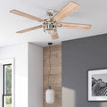 Honeywell Bontera Craftsman Brushed Nickel Wood Glass Metal Led Remote Control Ceiling Fan
