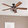 52In Honeywell Carnegie Indoor Ceiling Fan In Matte Black With Remote 52