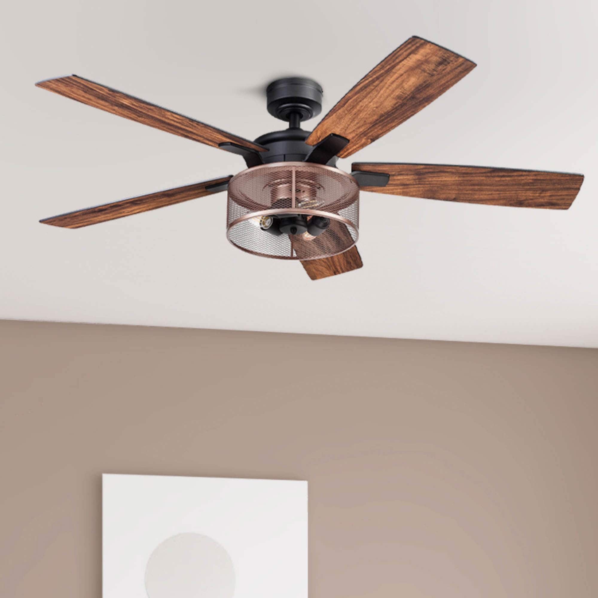 52In Honeywell Carnegie Indoor Ceiling Fan In Matte Black With Remote 52