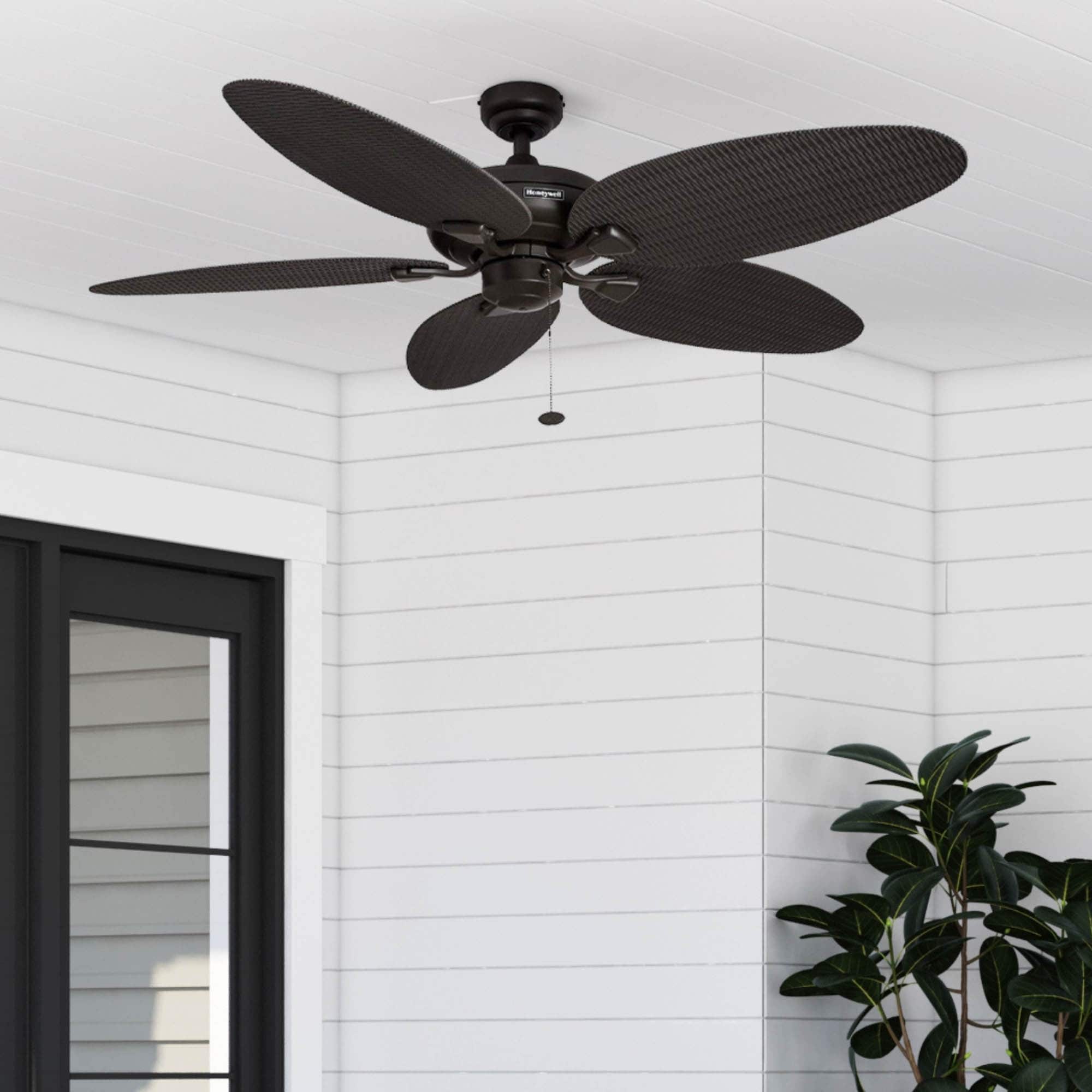 52 Honeywell Duval Bronze Indoor Outdoor Ceiling Fan With Wicker Blades