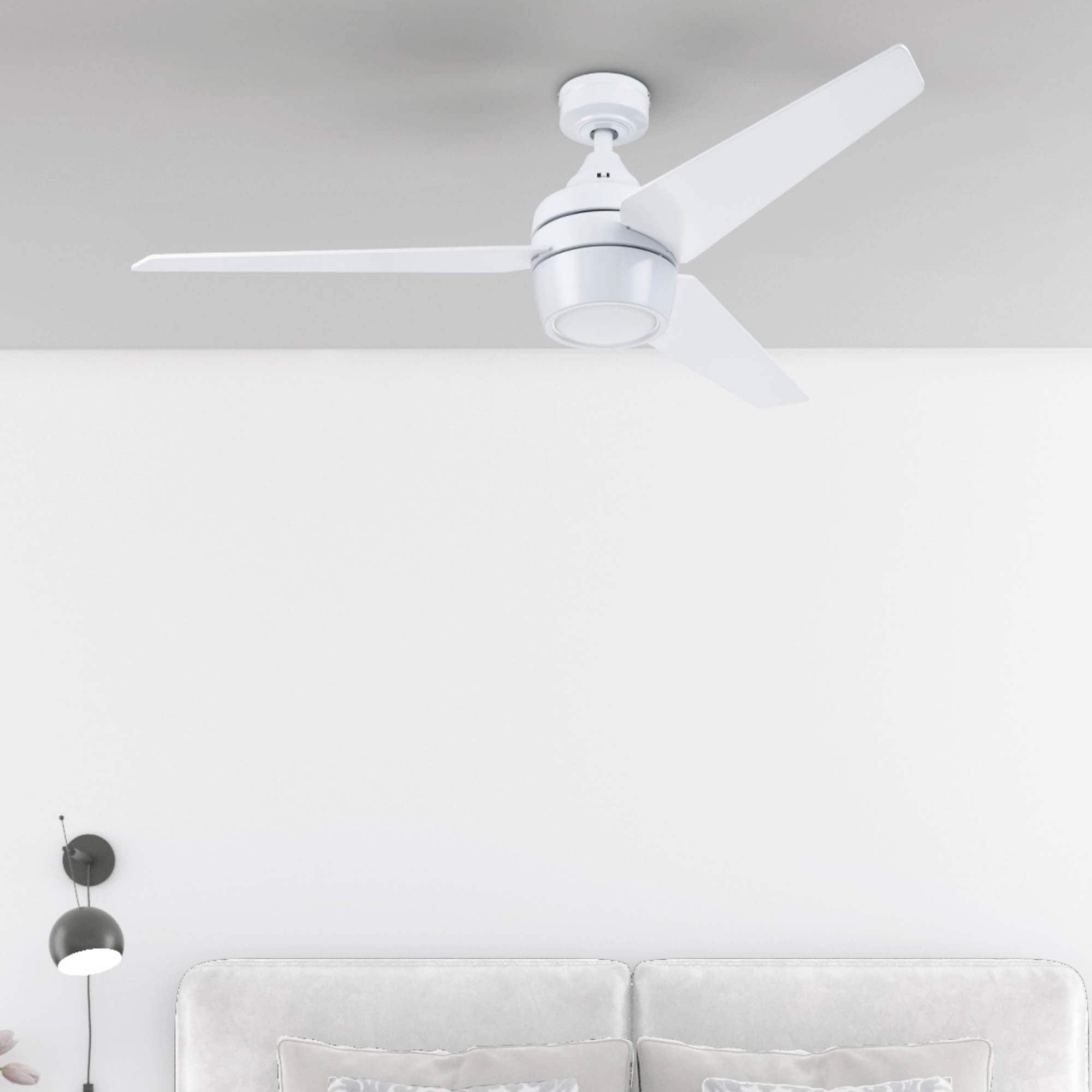 Honeywell Eamon 52 Inch Modern Bright White 3 Blade Remote Control Ceiling Fan With Integrated Led Light