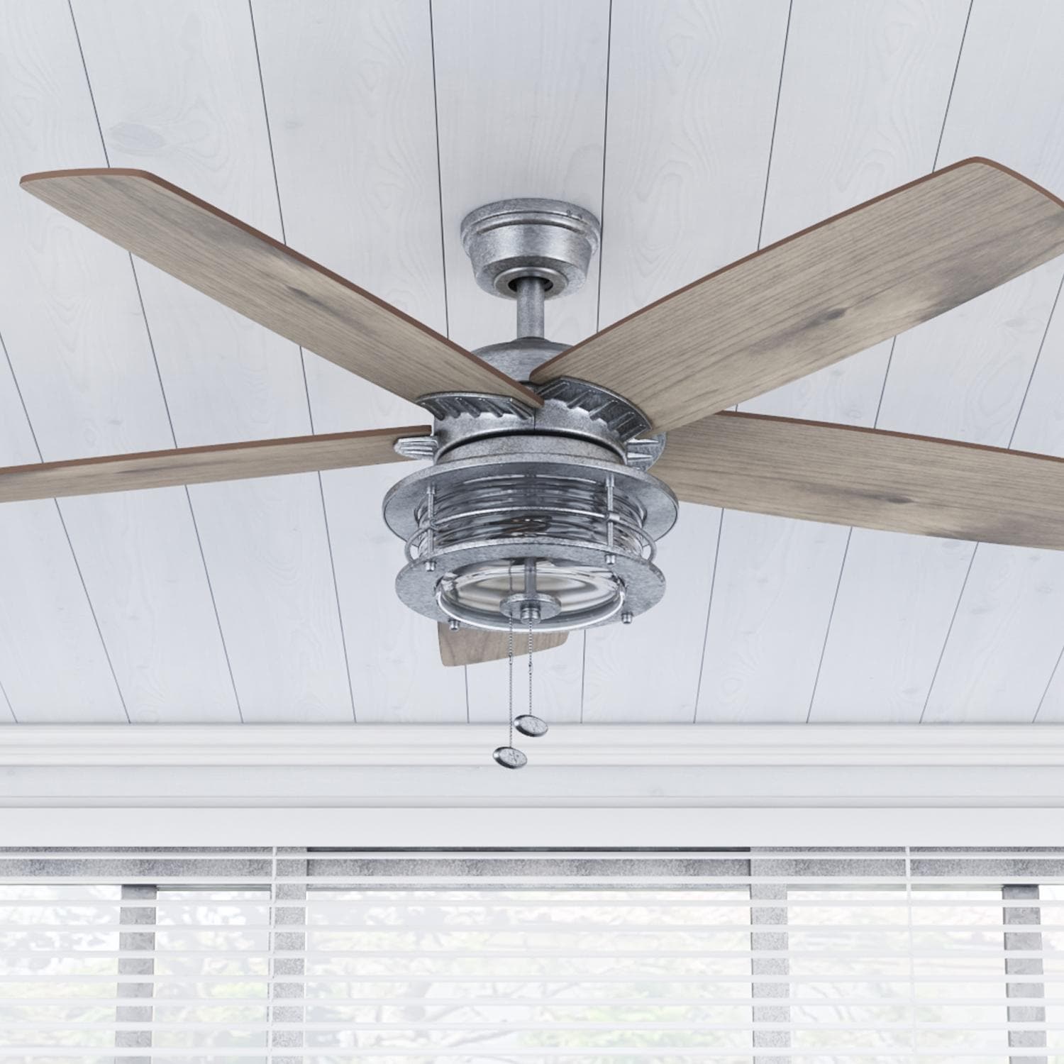52In Honeywell Slade Indoor Outdoor Ceiling Fan In Galvanized 52