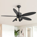 52 Matte Black Ceiling Fan With Lights 5 Blades G9 Bulbs Included Quiet Dc Motor Remote Control 6 Speeds Reversible Timer