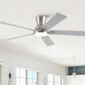 52 Modern Brushed Nickel Finish Reversible Quiet Motor Ceiling Fan With Light And Remote Control