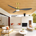 52 Modern Ceiling Fan With Double Layer Acrylic Led Light Remote Control Dc Motor 3 Black Abs Blades Reversible 6 Speed