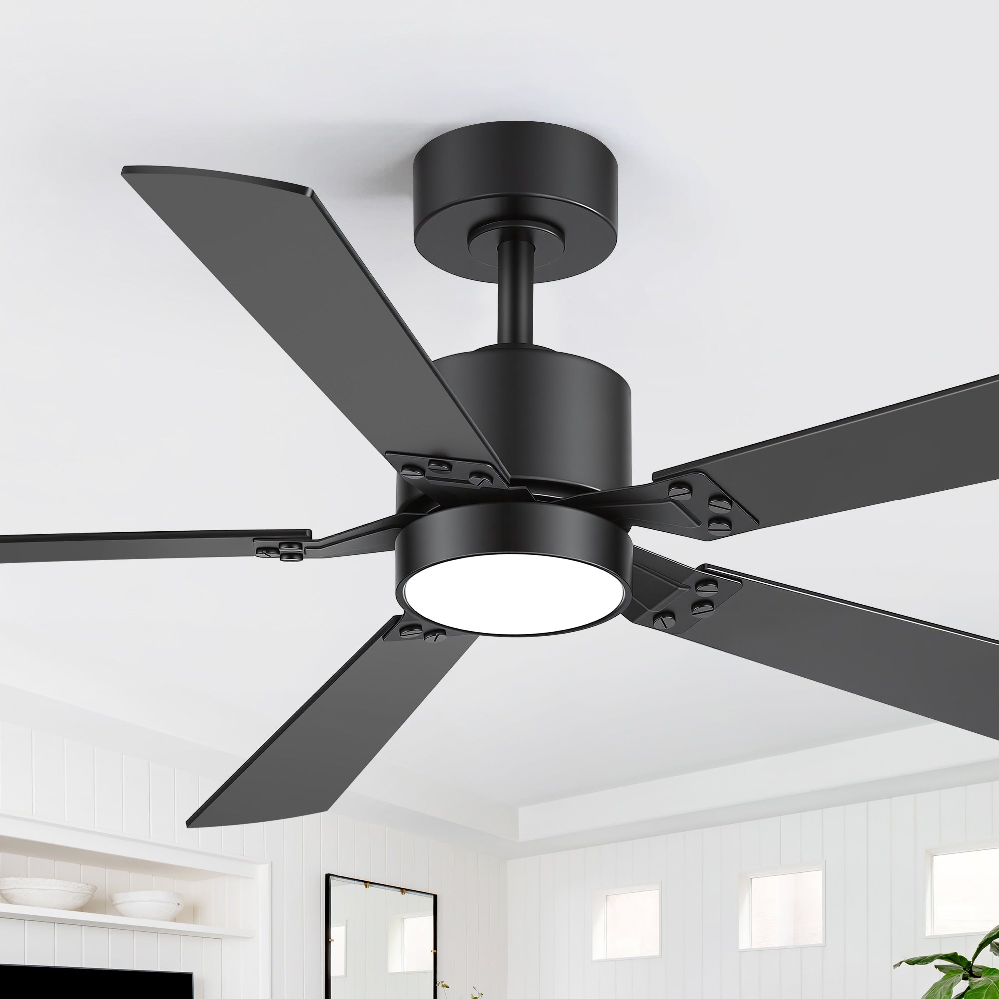52 Modern Ceiling Fan With Rgb Ambient Light Remote Control 6 Speed Reversible Dc Motor 3Cct Dimmable 52 Inch