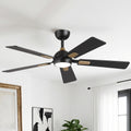 52 Modern Matte Black Dimmable Reversible Smart Ceiling Fan With Light App Control And Remote 52 W X 52 D X 17.4 H