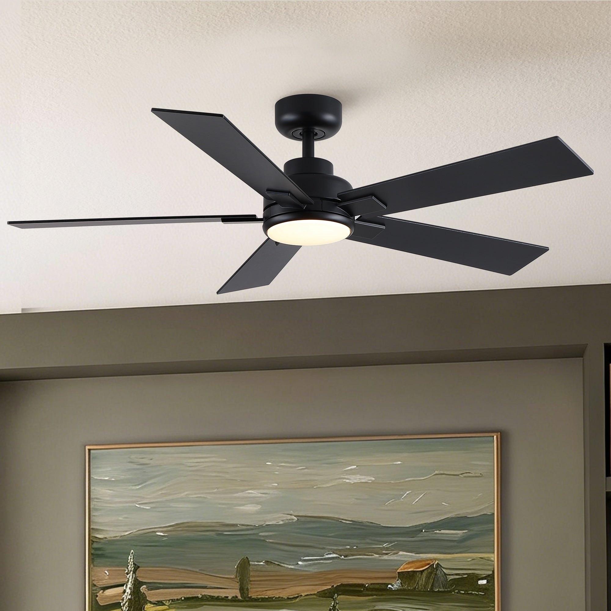 52 Modern Reversible Motor Integrated Led Dimmable Ceiling Fan With Light And Remote