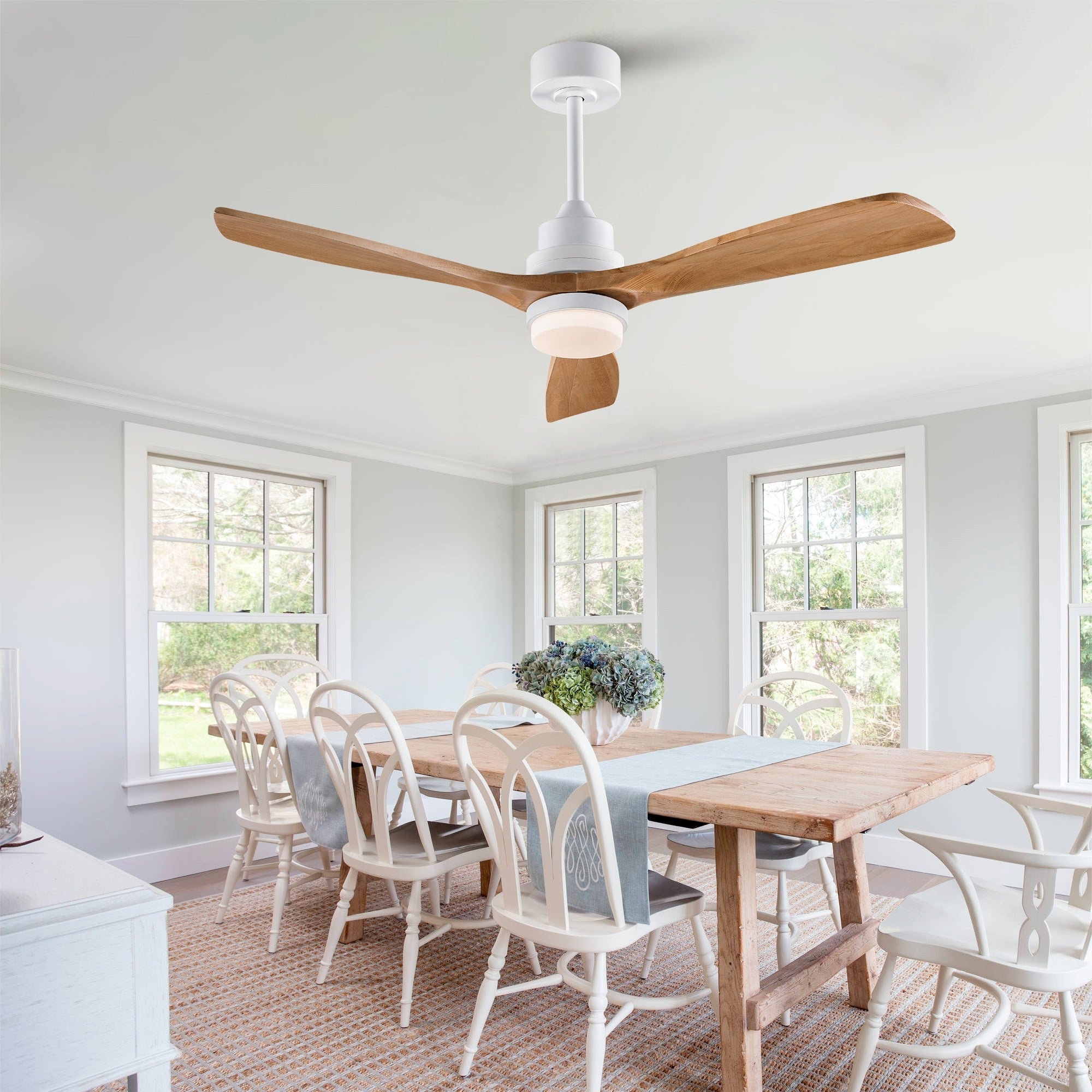 52 Natural Ceiling Fan With Dimmable Led Light Remote