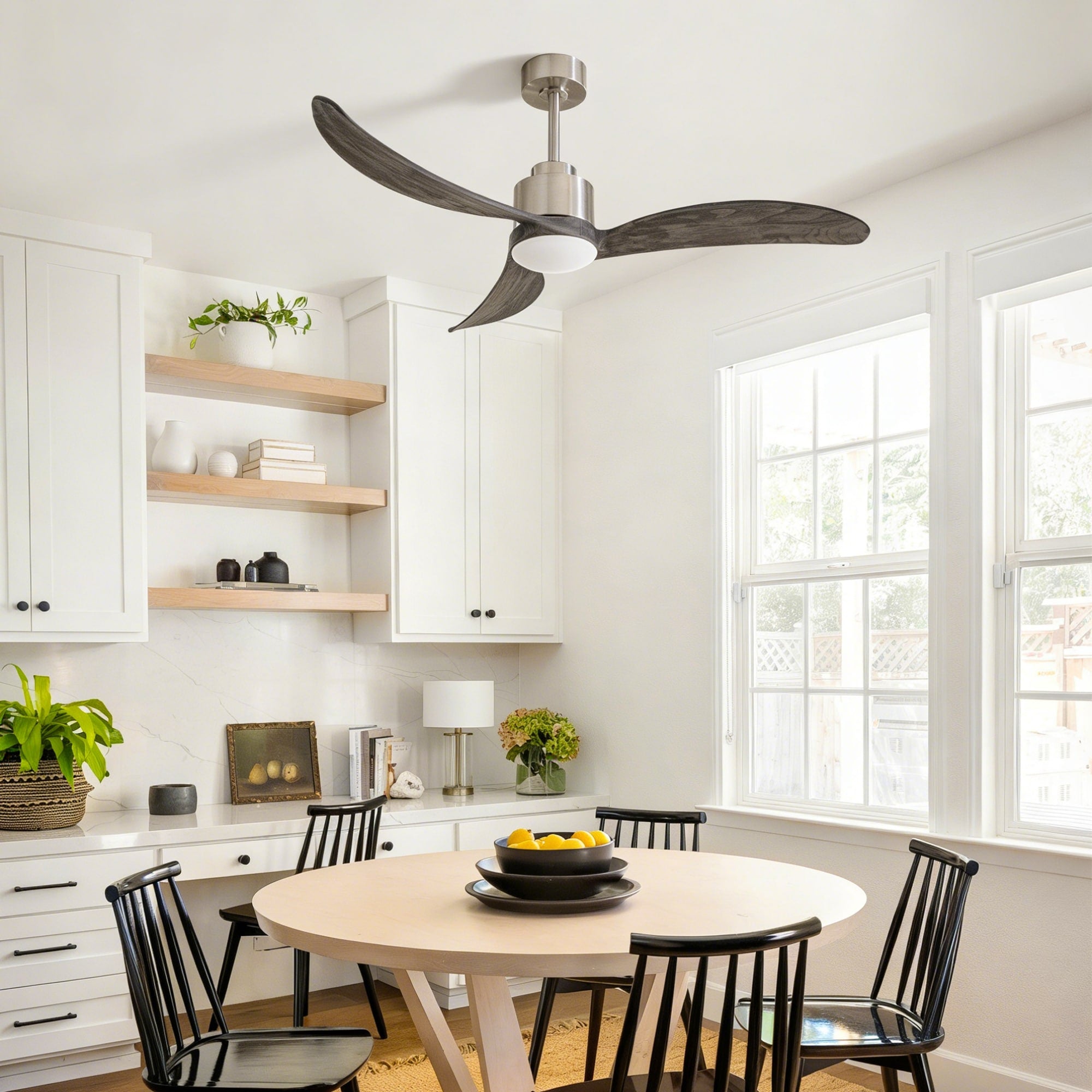 52 Nickel Ceiling Fan With Led Light Remote Control