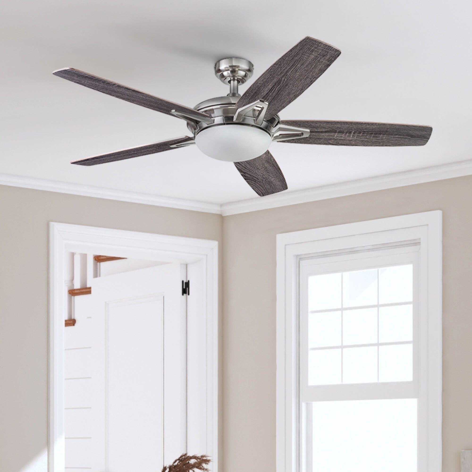 52In Prominence Home Clancy Indoor Ceiling Fan In Brushed Nickel With Remote 52
