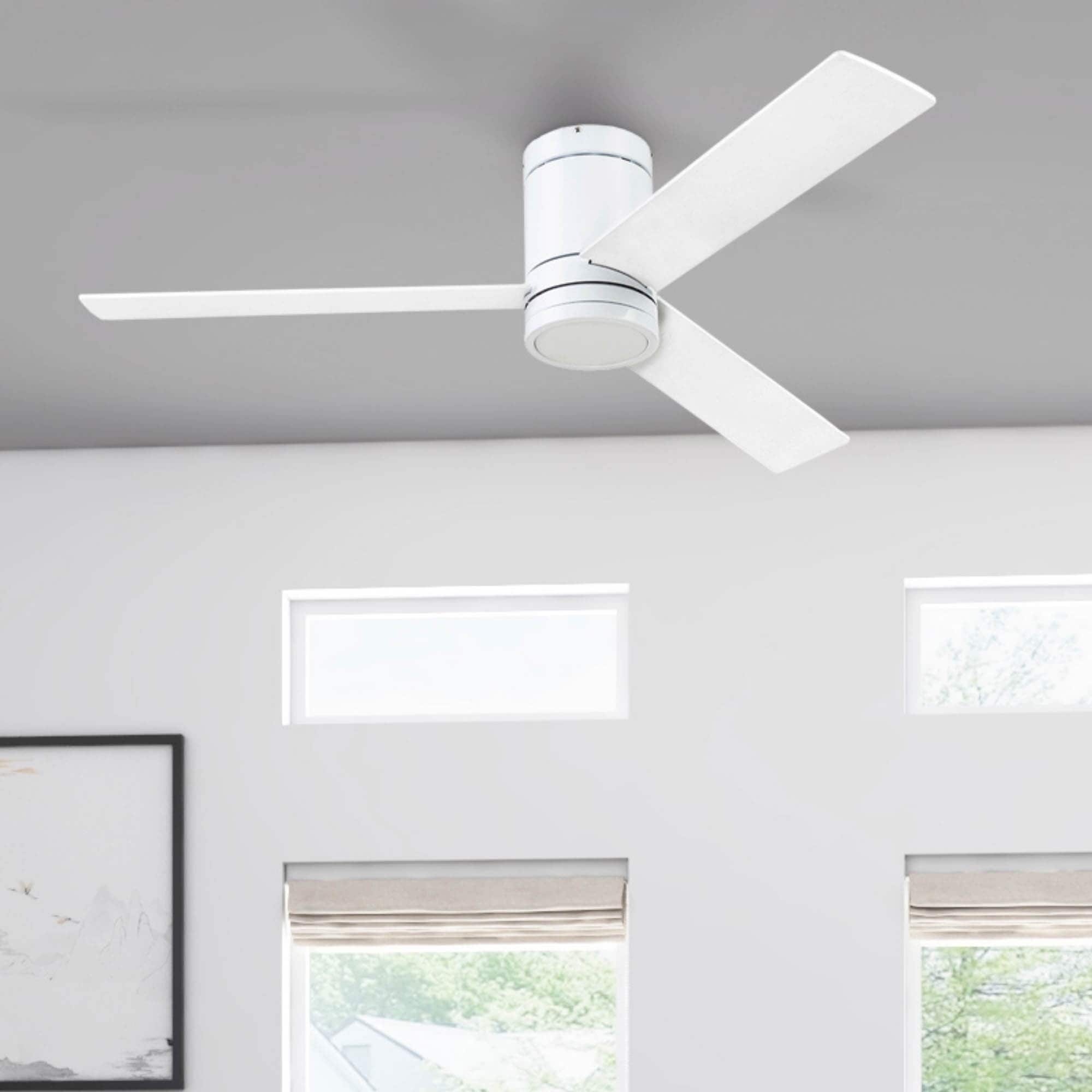 52In Prominence Home Espy Indoor Hugger Low Profile Ceiling Fan In Bright White With Remote 52
