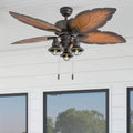 Prominence Home Ocean Crest Tropical Aged Bronze Light Mocha Blades 52 Inch 3 Speed Remote Led Lantern Light Ceiling Fan